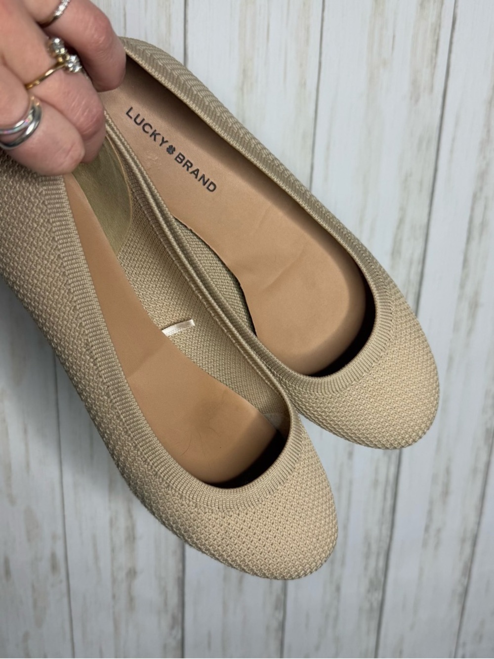 Lucky Brand Cream Knit Ballet Flats 7